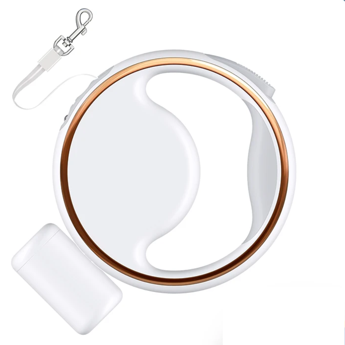 Automatic Dog Leash with LED Light and Poop Bag Holder
