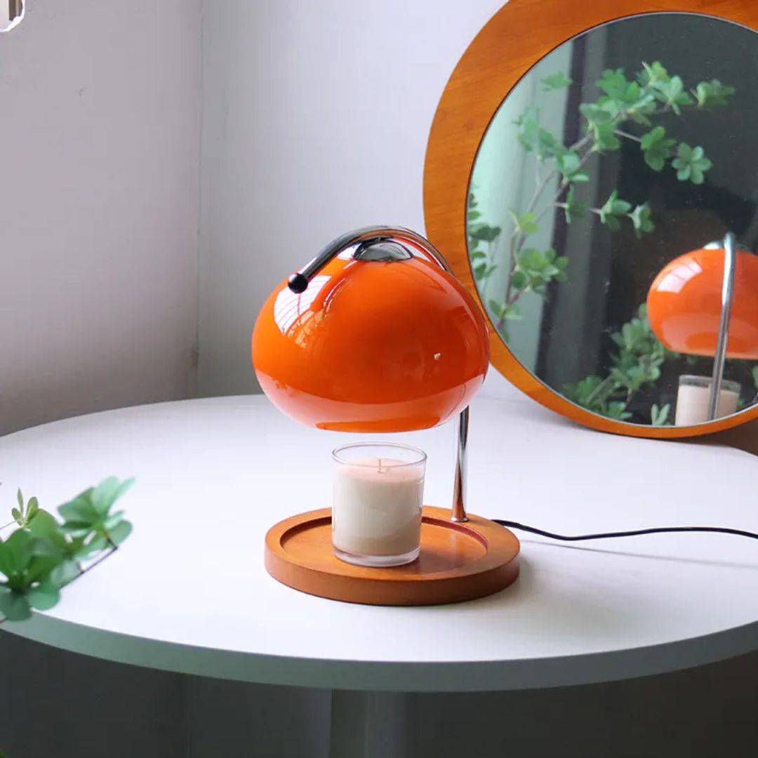 Retro Glass Table Lamp with Candle Warmer