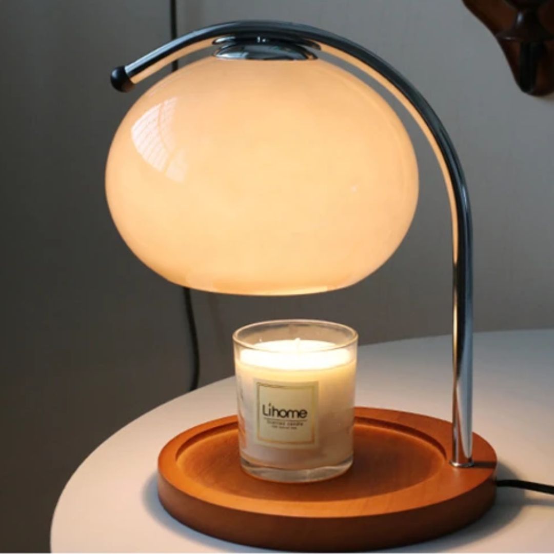 Retro Glass Table Lamp with Candle Warmer