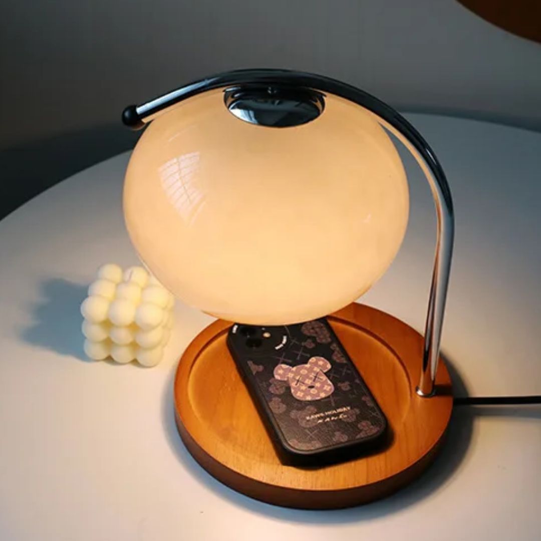 Retro Glass Table Lamp with Candle Warmer