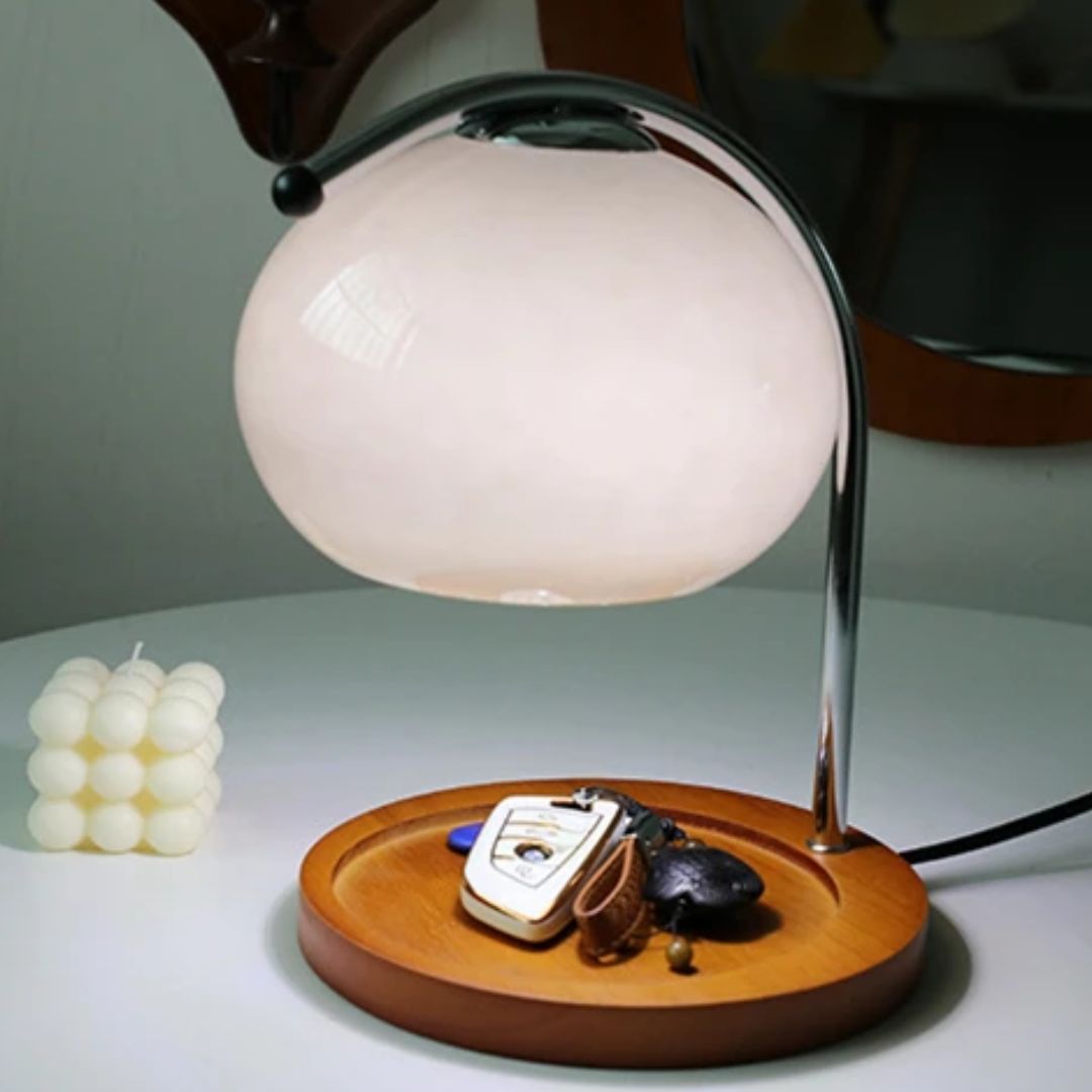 Retro Glass Table Lamp with Candle Warmer