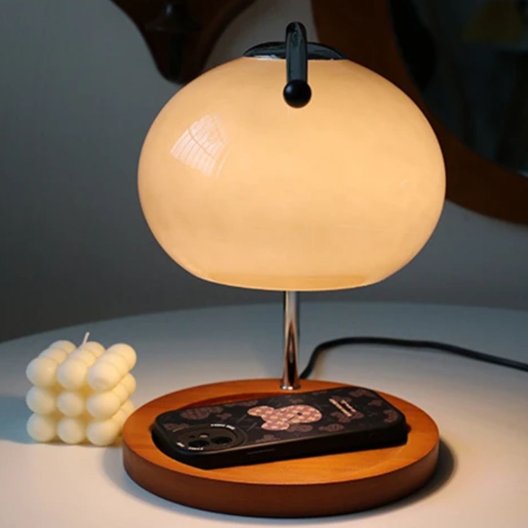 Retro Glass Table Lamp with Candle Warmer