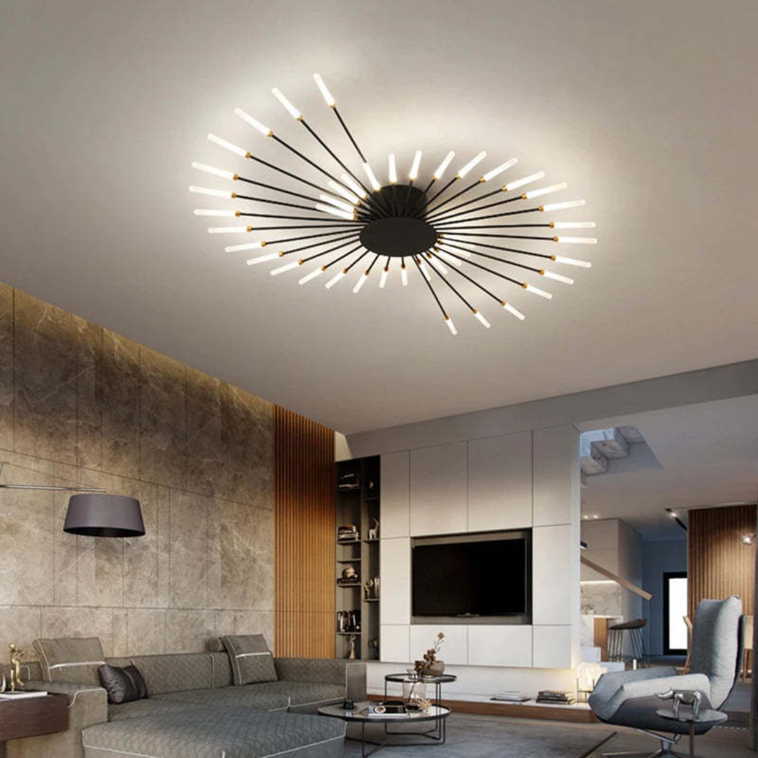 Modern 12-Light Ceiling Lamp with Metal and Acrylic Arms