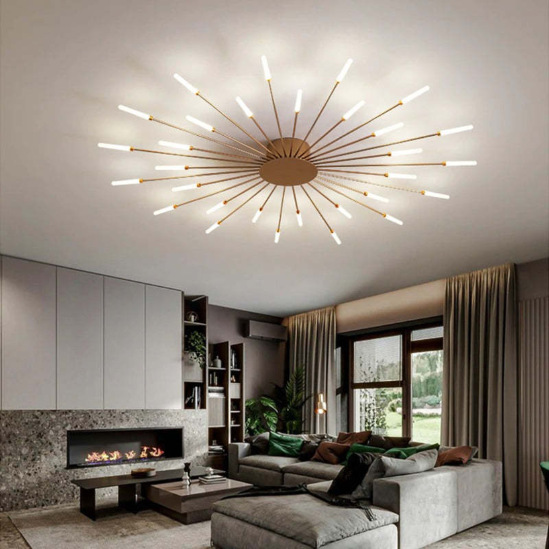 Modern 12-Light Ceiling Lamp with Metal and Acrylic Arms