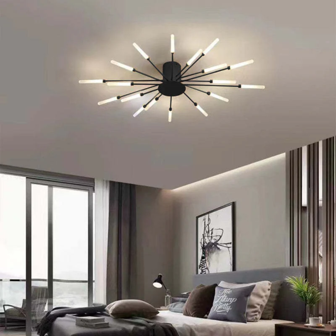 Modern 12-Light Ceiling Lamp with Metal and Acrylic Arms