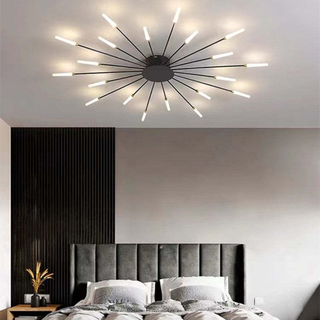 Modern 12-Light Ceiling Lamp with Metal and Acrylic Arms