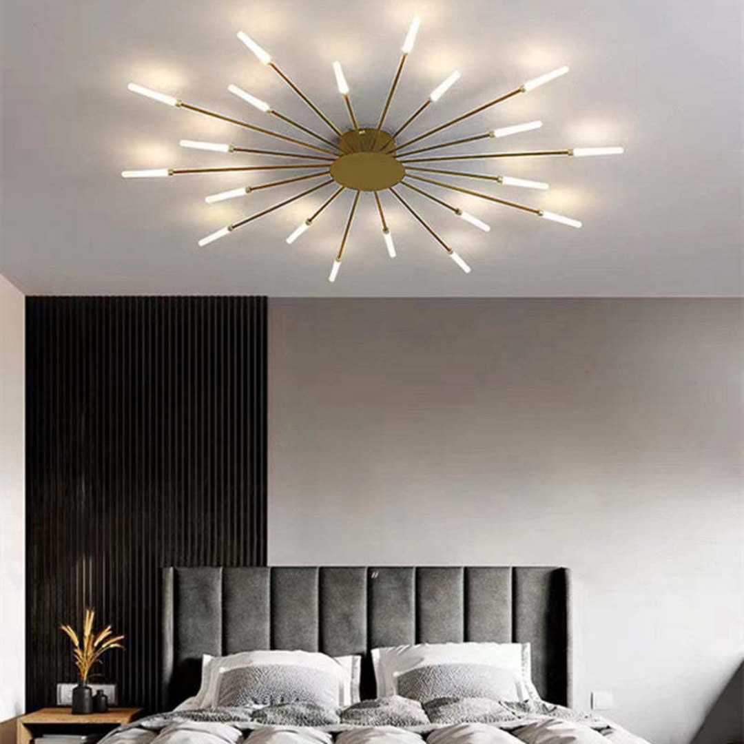 Modern 12-Light Ceiling Lamp with Metal and Acrylic Arms