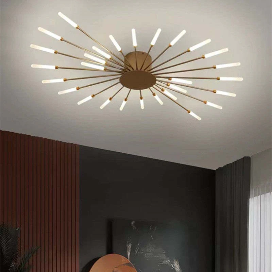 Modern 12-Light Ceiling Lamp with Metal and Acrylic Arms