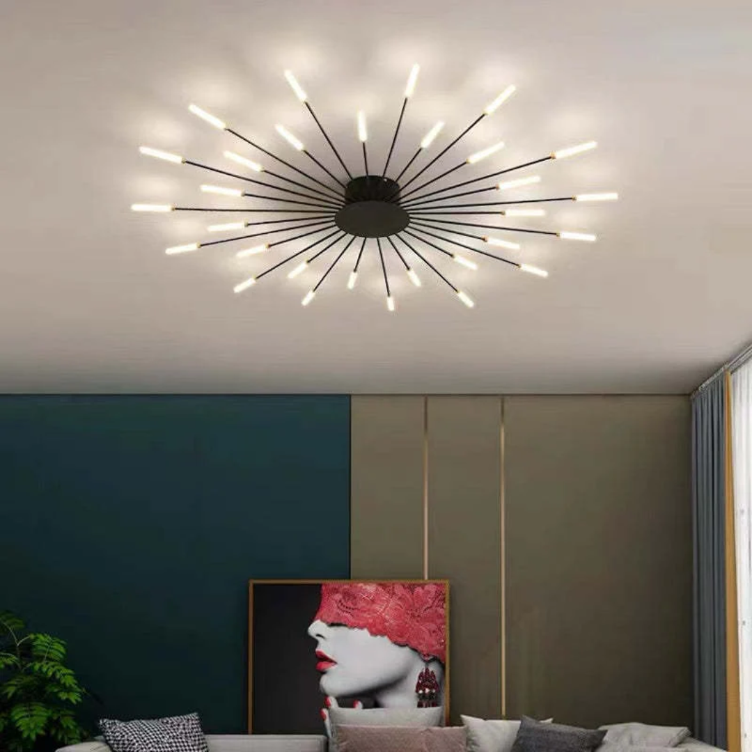 Modern 12-Light Ceiling Lamp with Metal and Acrylic Arms