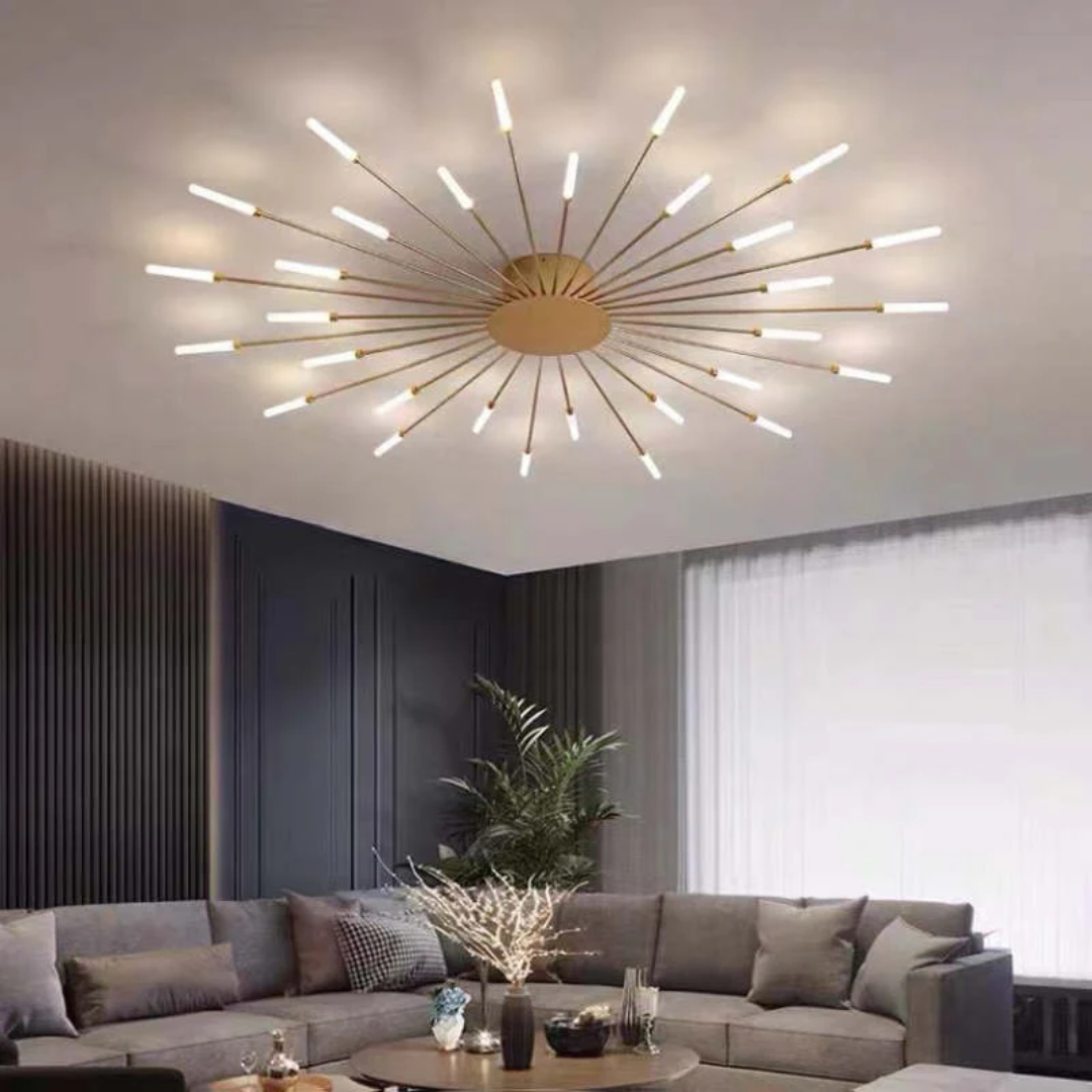 Modern 12-Light Ceiling Lamp with Metal and Acrylic Arms