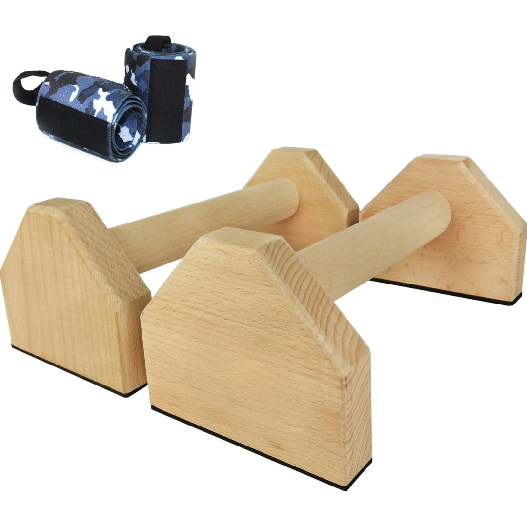 Wooden Push-Up Bars for Calisthenics - Non-Slip Ergonomic Stands