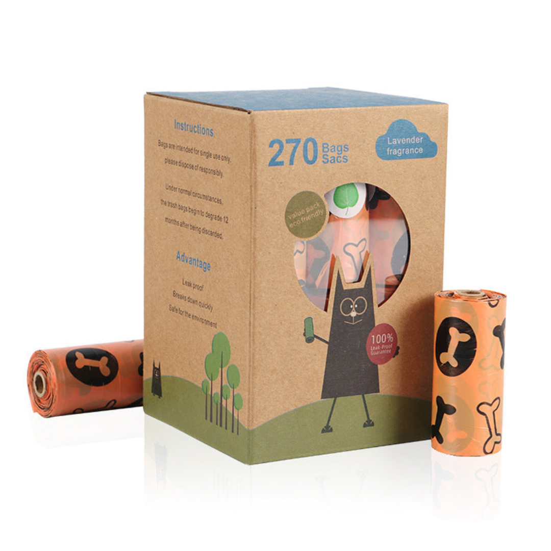 Eco-Friendly Biodegradable Dog Waste Bags with Lavender Scent Dispenser