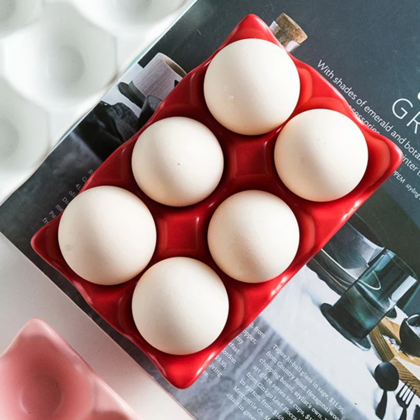 Ceramic Eggshell Egg Plate for 6 Eggs