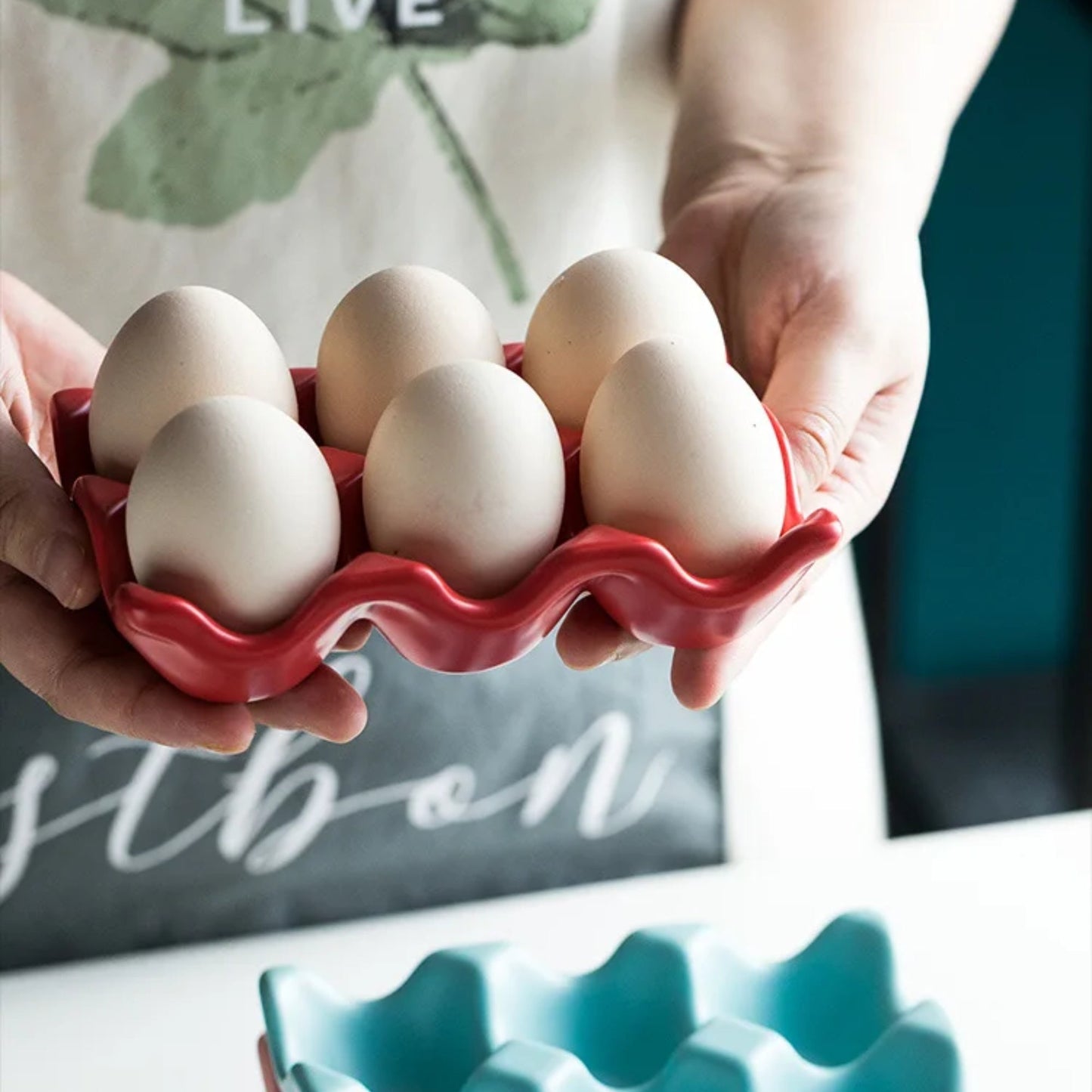 Ceramic Eggshell Egg Plate for 6 Eggs