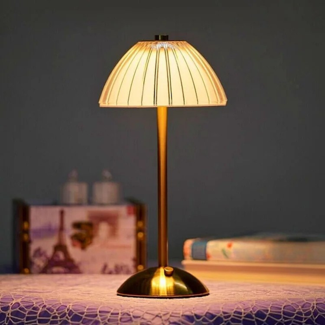 Wireless Crystal Table Lamp with USB Rechargeable LED Light