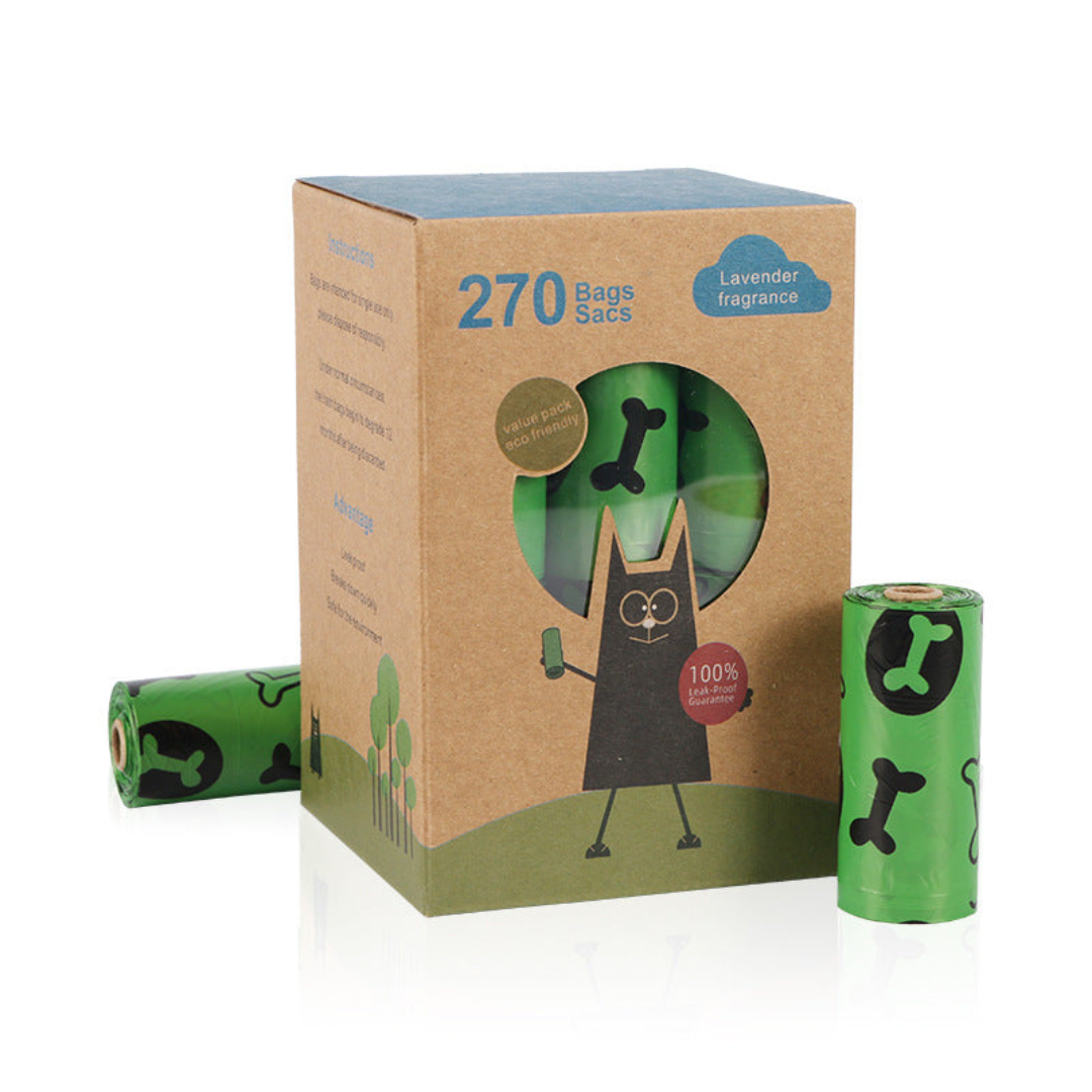 Eco-Friendly Biodegradable Dog Waste Bags with Lavender Scent Dispenser