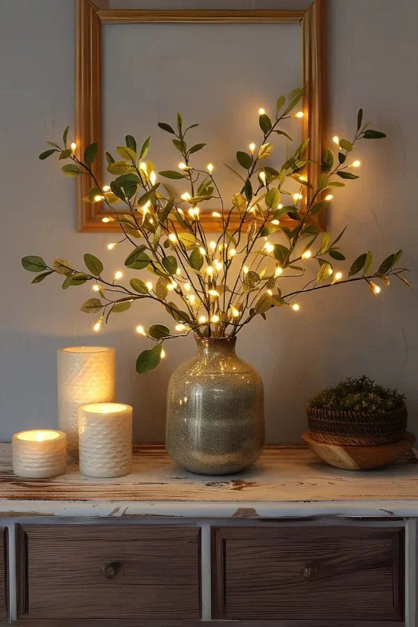 LED Flower Branch Lights - Battery-Powered Floral Table Decor