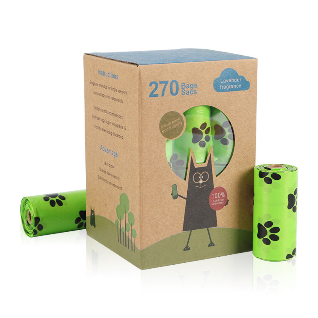 Eco-Friendly Biodegradable Dog Waste Bags with Lavender Scent Dispenser