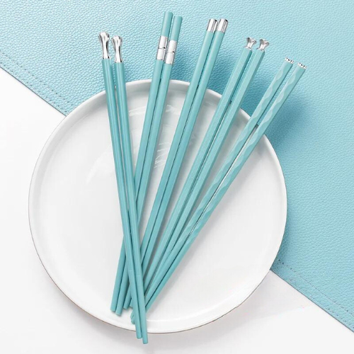 Luxe Alloy Chopstick Set with Elegant Design - 5 Pairs