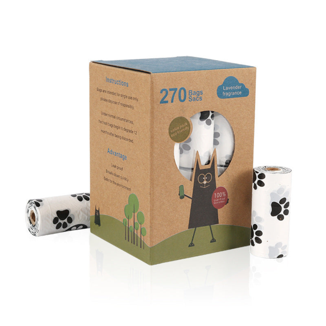 Eco-Friendly Biodegradable Dog Waste Bags with Lavender Scent Dispenser