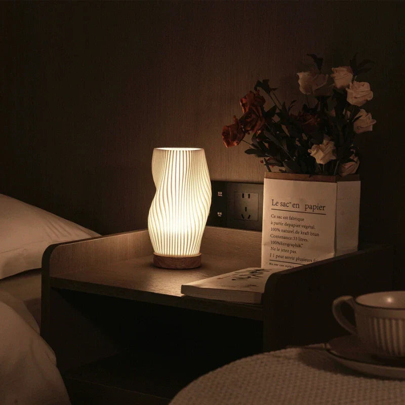 Pleated USB-Powered LED Table Lamp with Dimmable Light