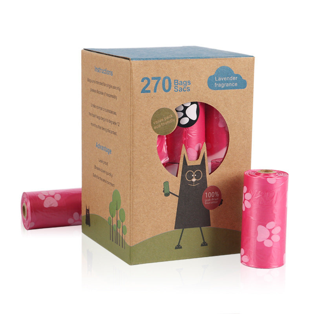 Eco-Friendly Biodegradable Dog Waste Bags with Lavender Scent Dispenser