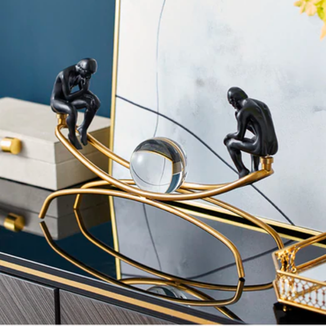 Modern Black and Gold Thinker Decorative Figurine