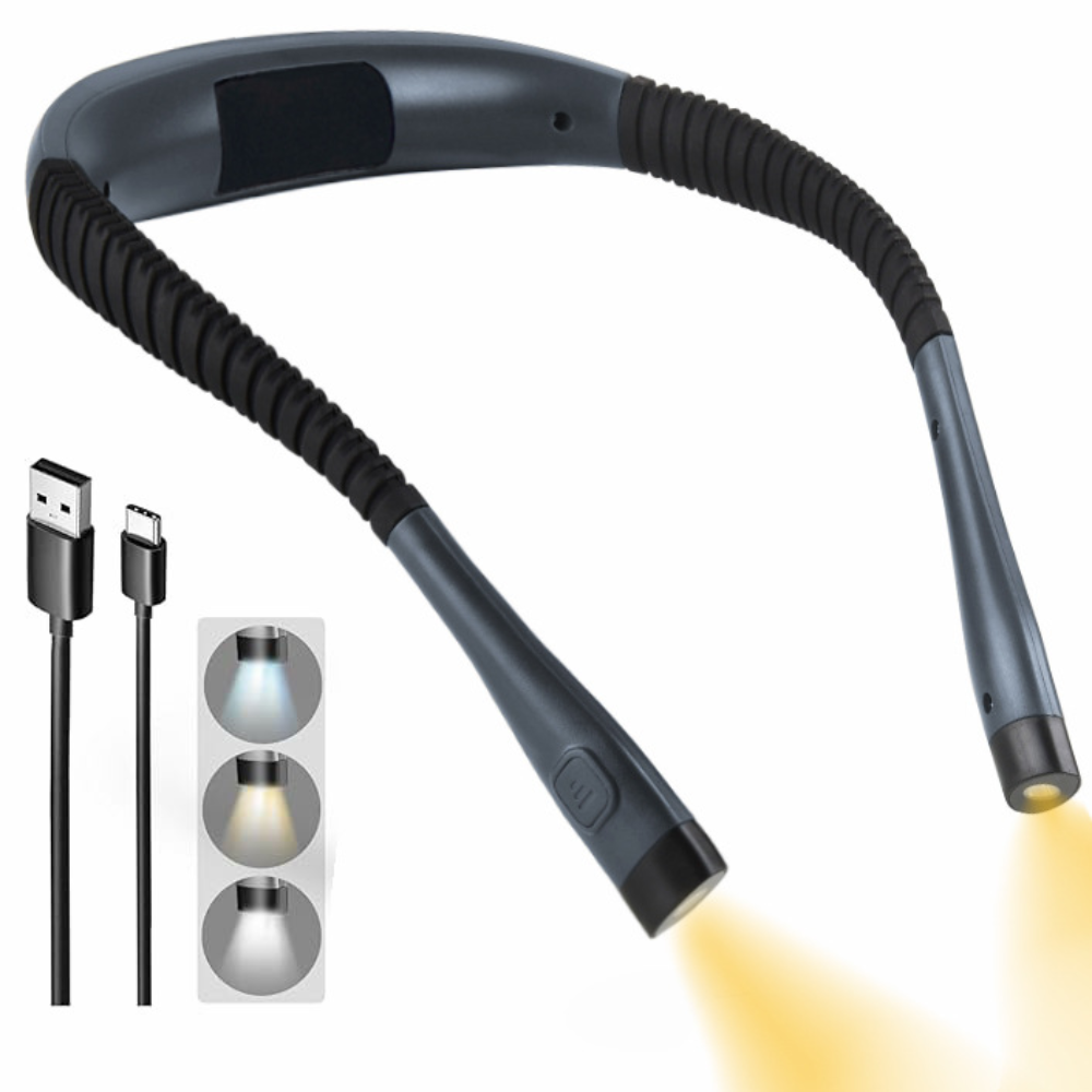 Rechargeable LED Neck Reading Light with 3 Color Modes and Timer