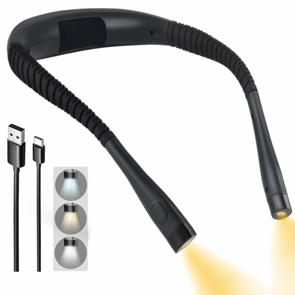 Rechargeable LED Neck Reading Light with 3 Color Modes and Timer