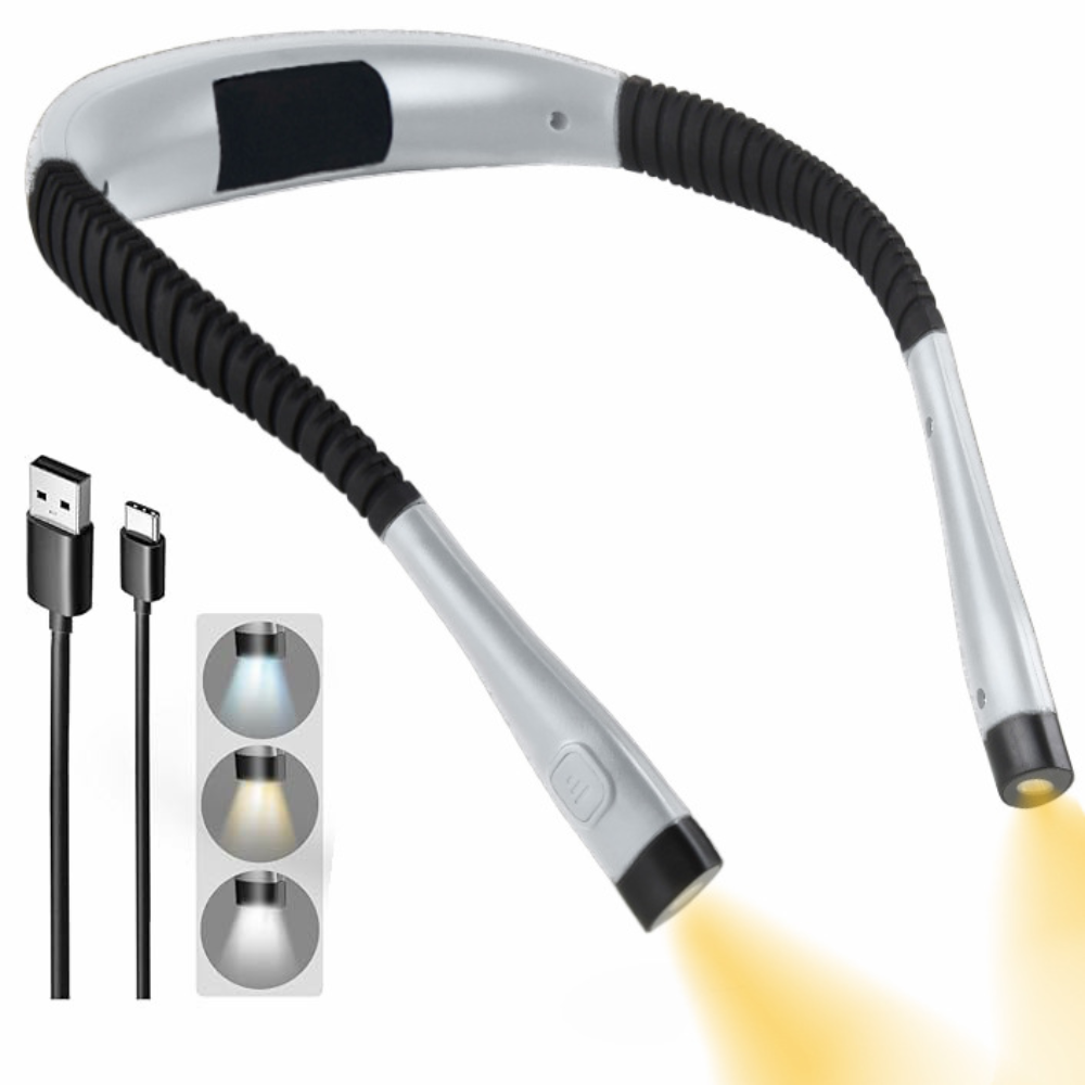 Rechargeable LED Neck Reading Light with 3 Color Modes and Timer
