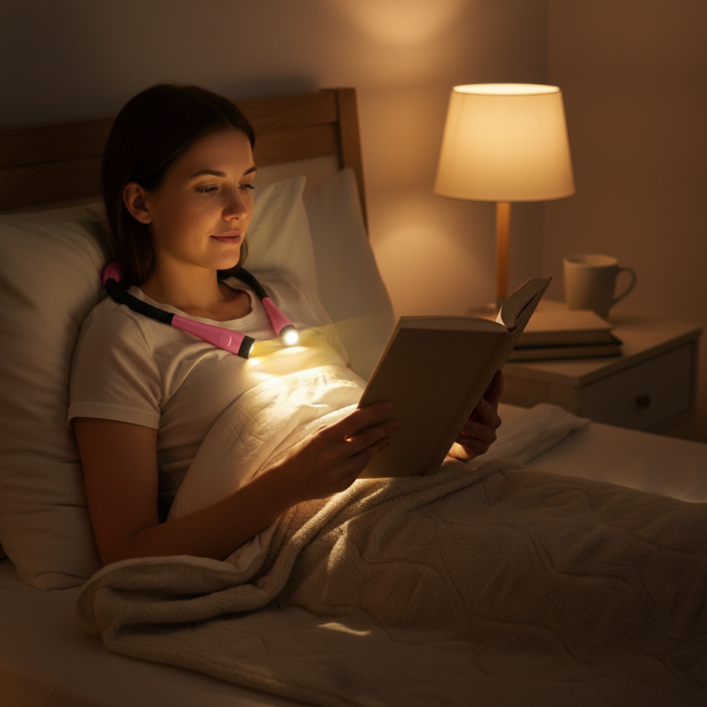 Rechargeable LED Neck Reading Light with 3 Color Modes and Timer