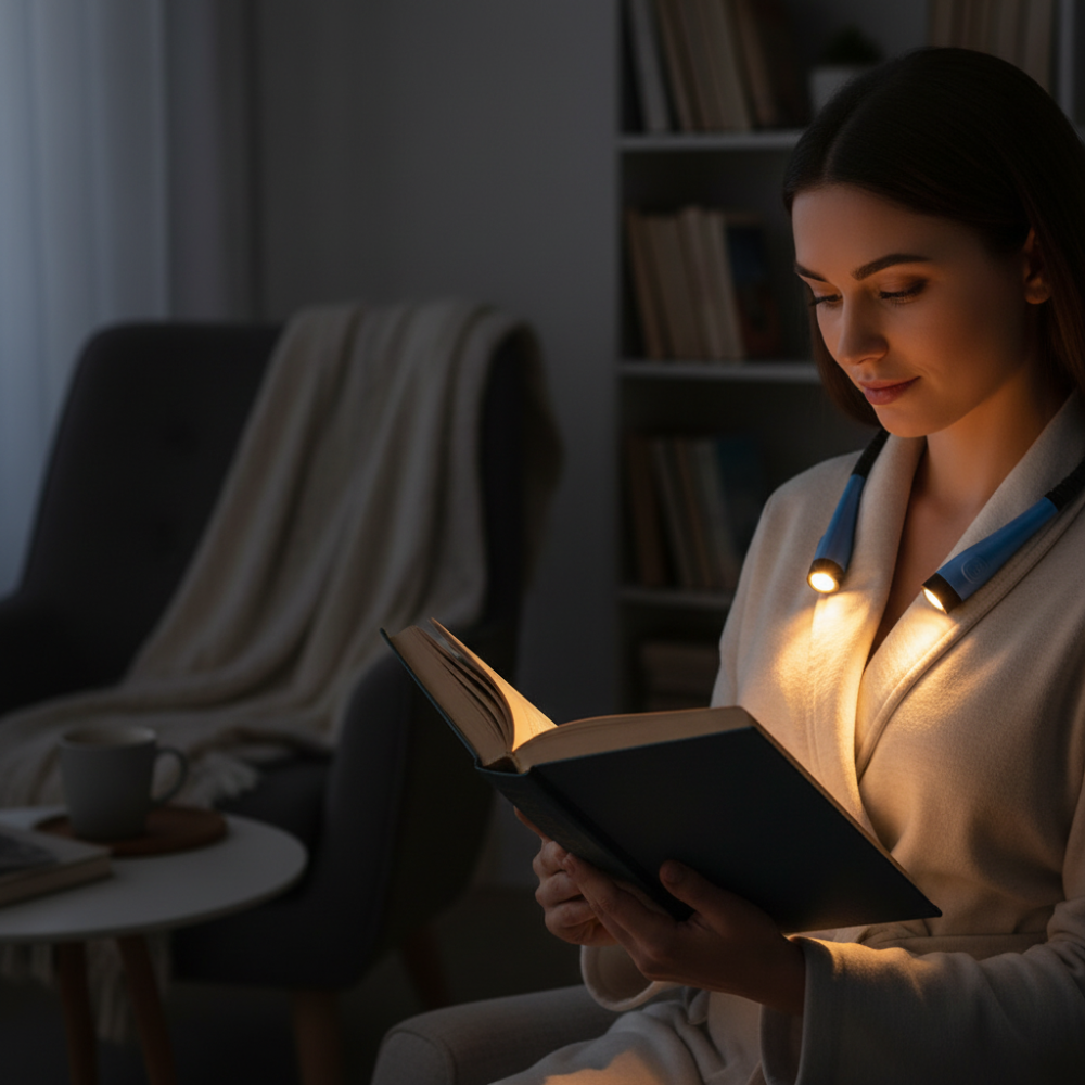 Rechargeable LED Neck Reading Light with 3 Color Modes and Timer