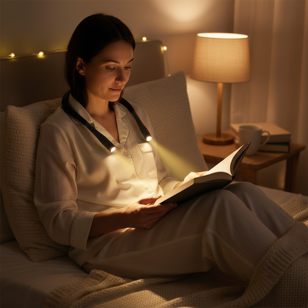 Rechargeable LED Neck Reading Light with 3 Color Modes and Timer