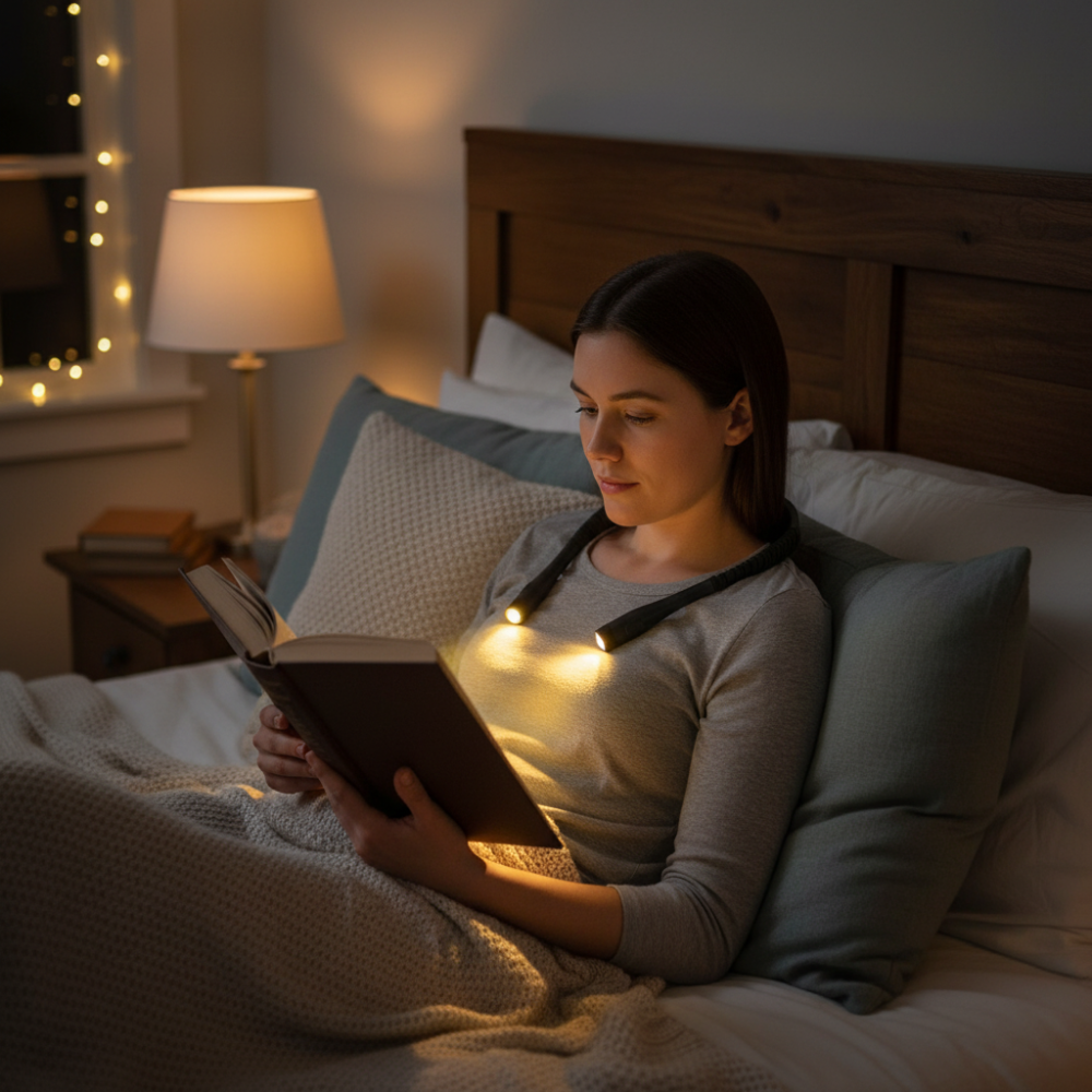 Rechargeable LED Neck Reading Light with 3 Color Modes and Timer