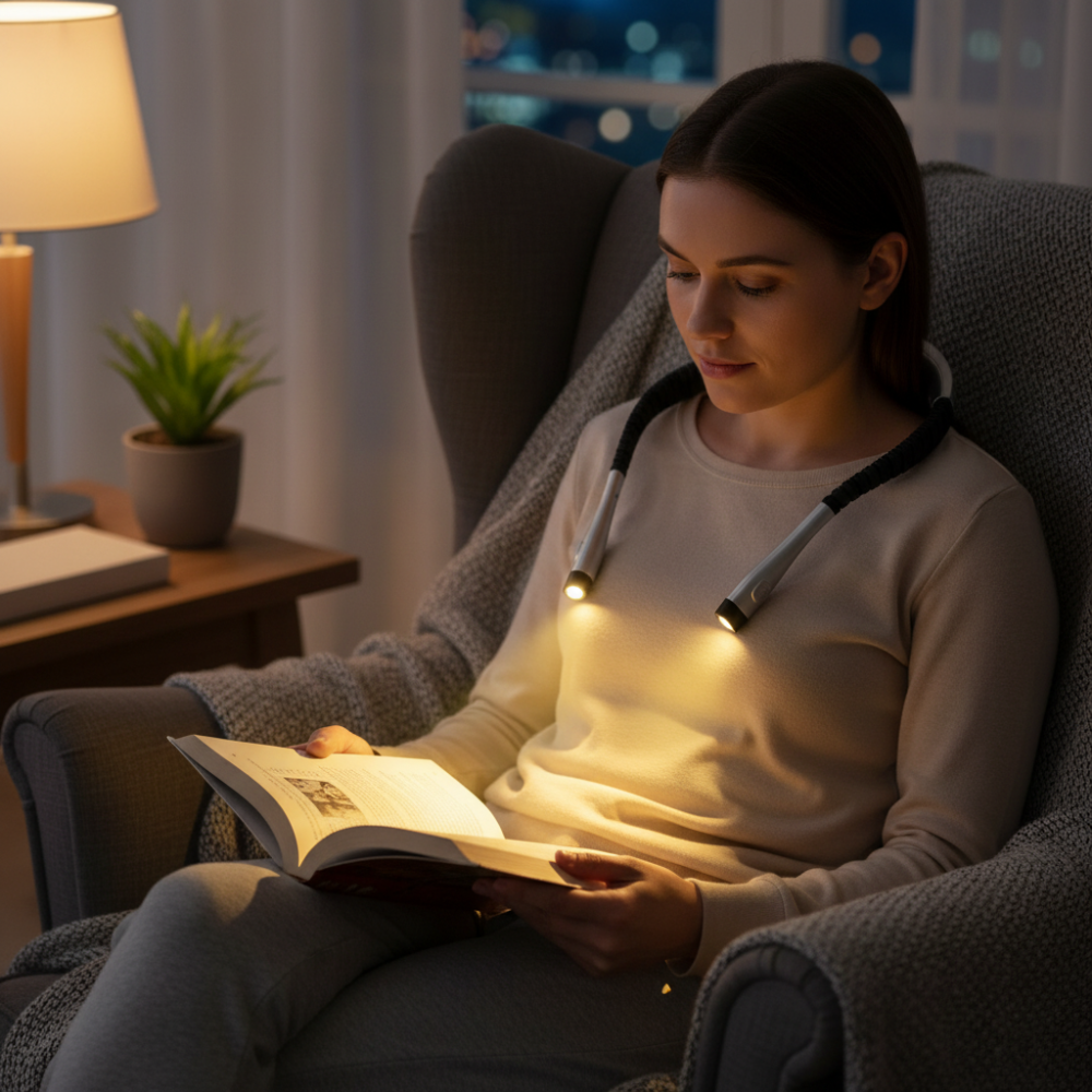 Rechargeable LED Neck Reading Light with 3 Color Modes and Timer