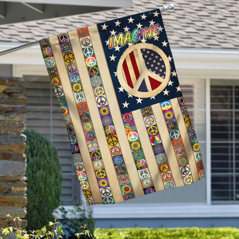 Double-Sided Peace Sign Hippie Flag - Custom Canvas Decor