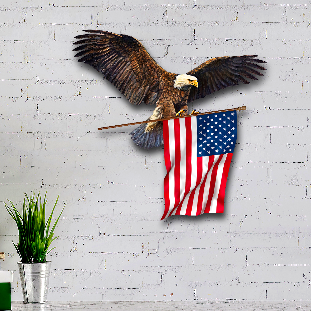 Eagle American Flag Metal Wall Sign 12-22 Inch