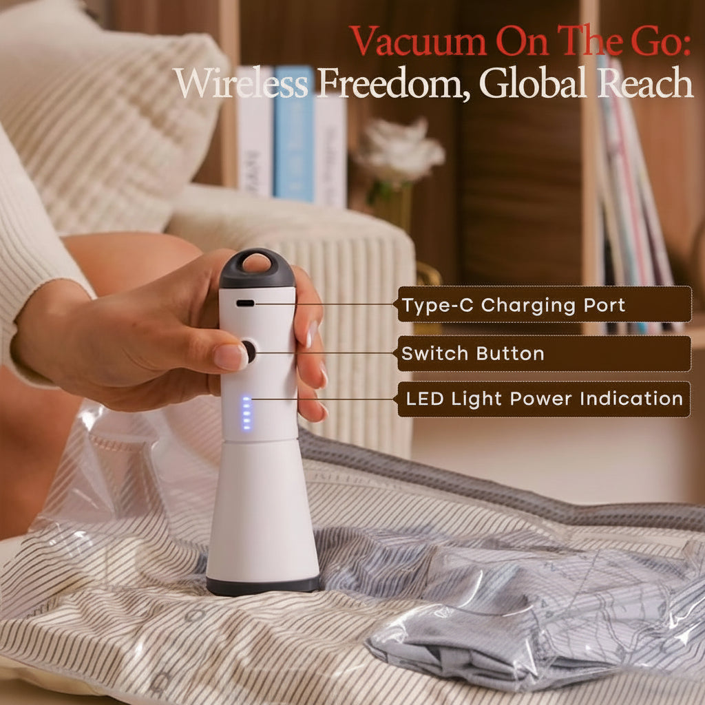 Cordless Vacuum Storage Bags with Rechargeable Pump Set