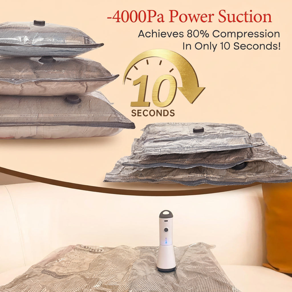 Cordless Vacuum Storage Bags with Rechargeable Pump Set