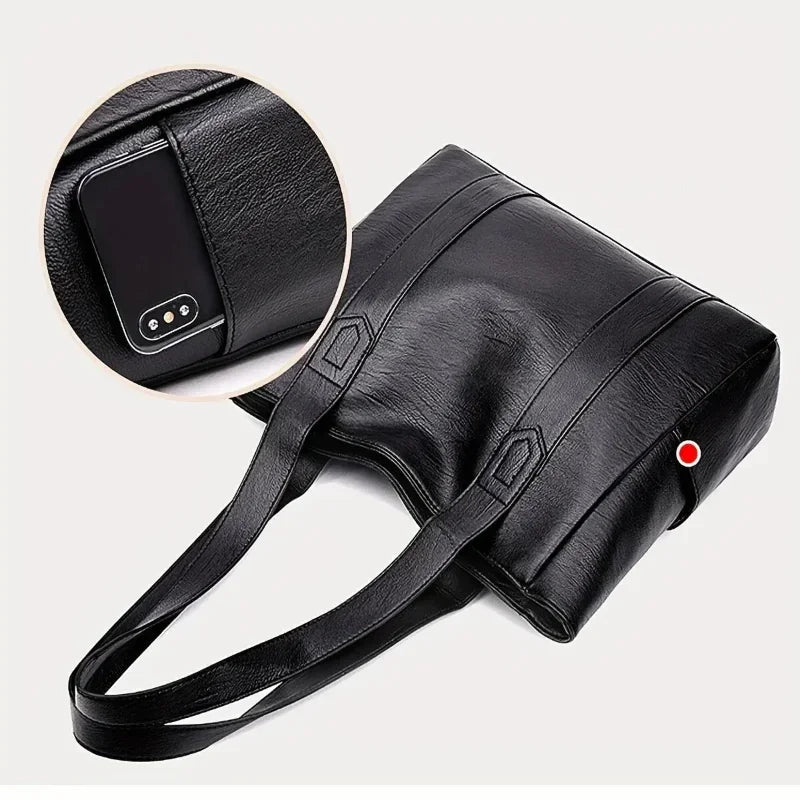 Elegant Retro Leather Shoulder Bag with Smooth Finish