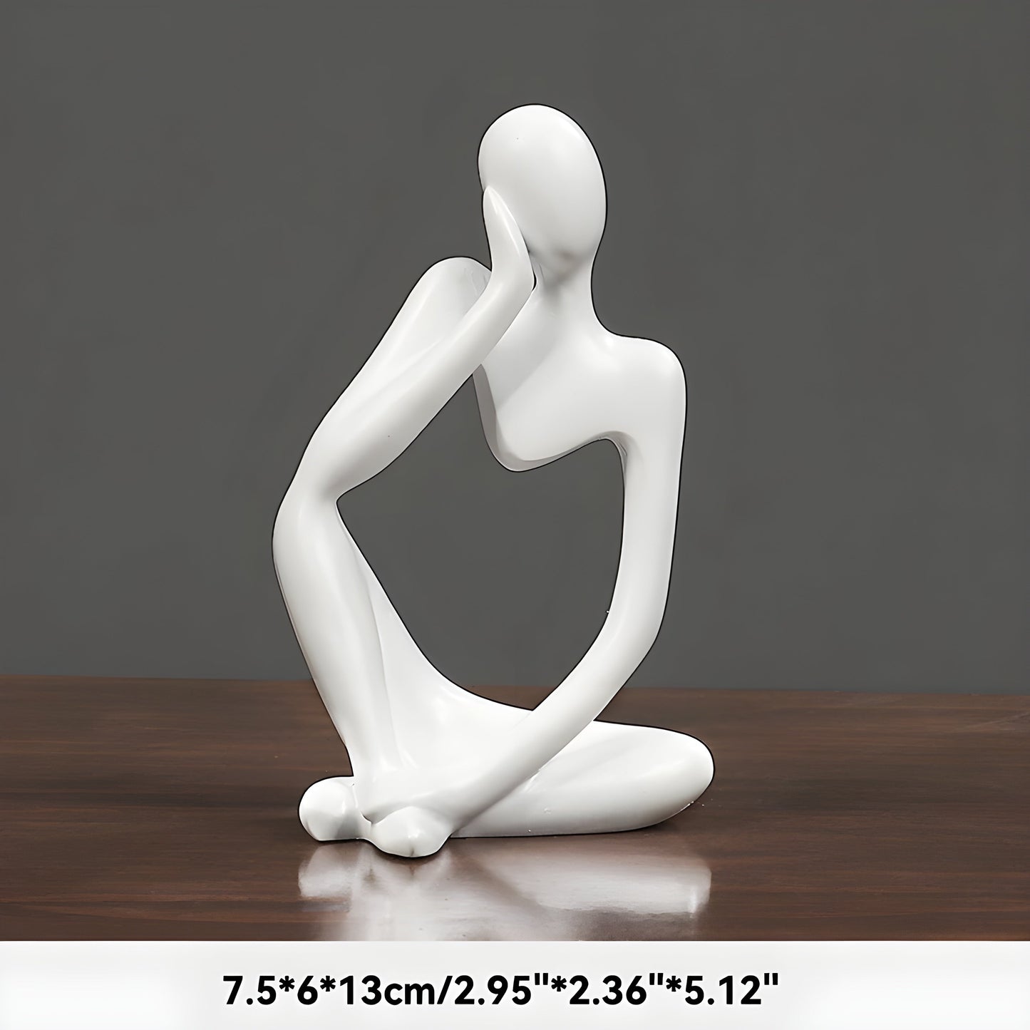 Abstract Yoga Thinker Sculpture in Sand-Hued Scandinavian Design