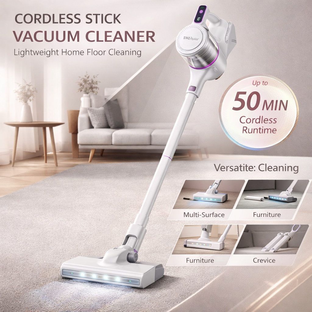 Cordless Stick Vacuum Cleaner with Strong Suction and Mop Function