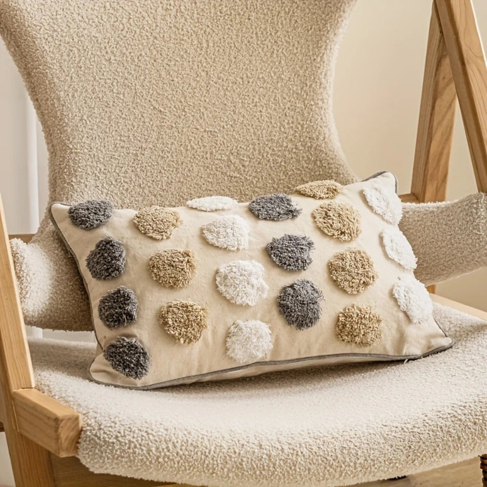 Textured Polka Dot Tufted Cushion Cover