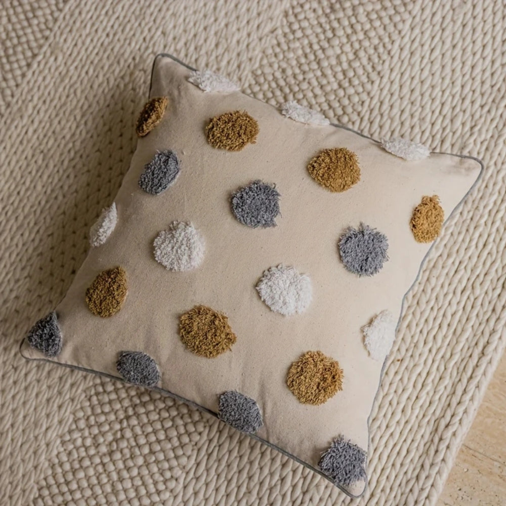 Textured Polka Dot Tufted Cushion Cover