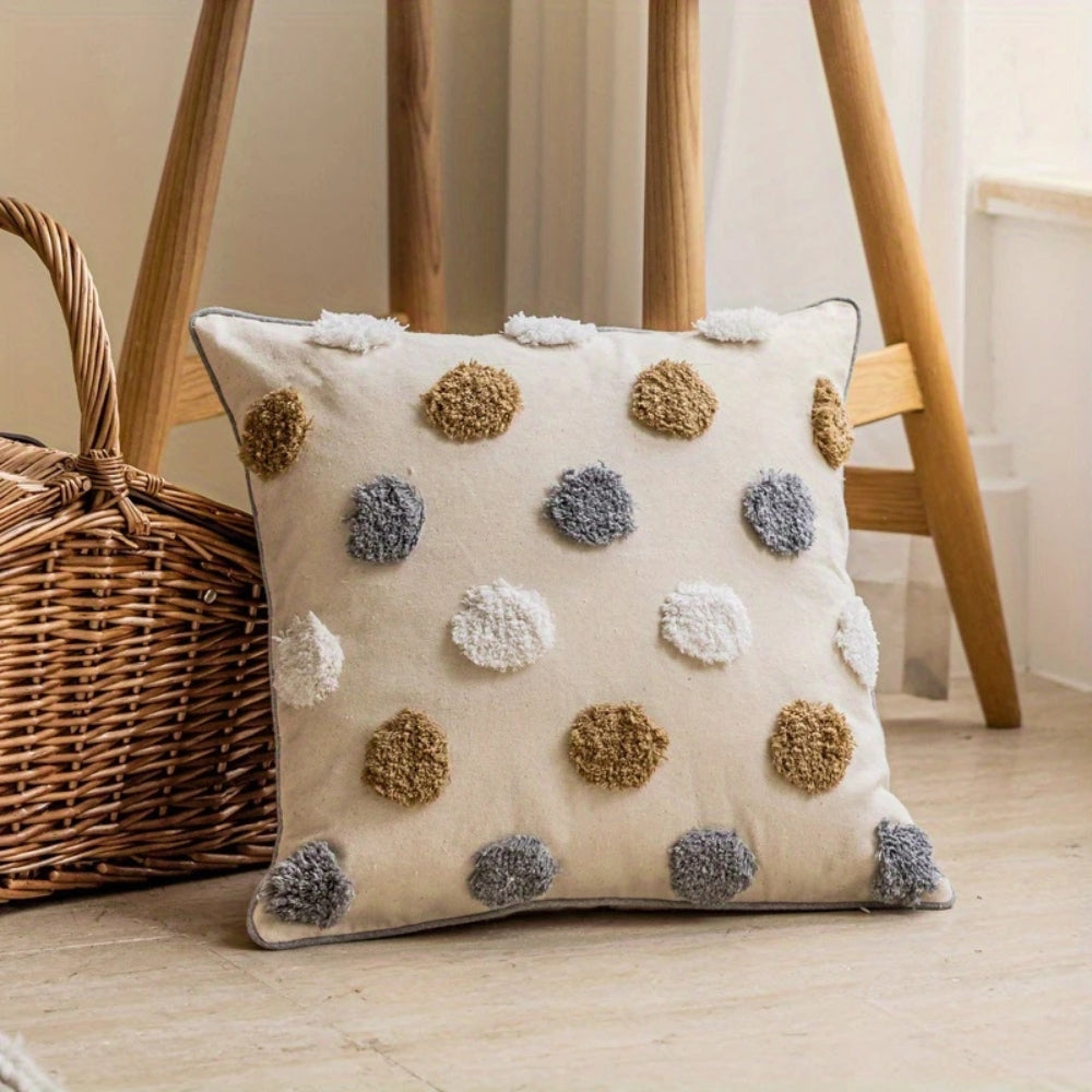 Textured Polka Dot Tufted Cushion Cover