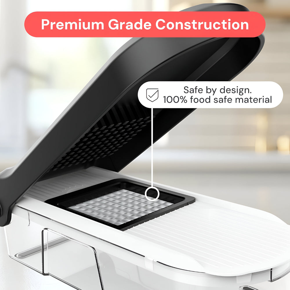 7-in-1 Manual Vegetable Chopper with Interchangeable Blades and 1.2L Container