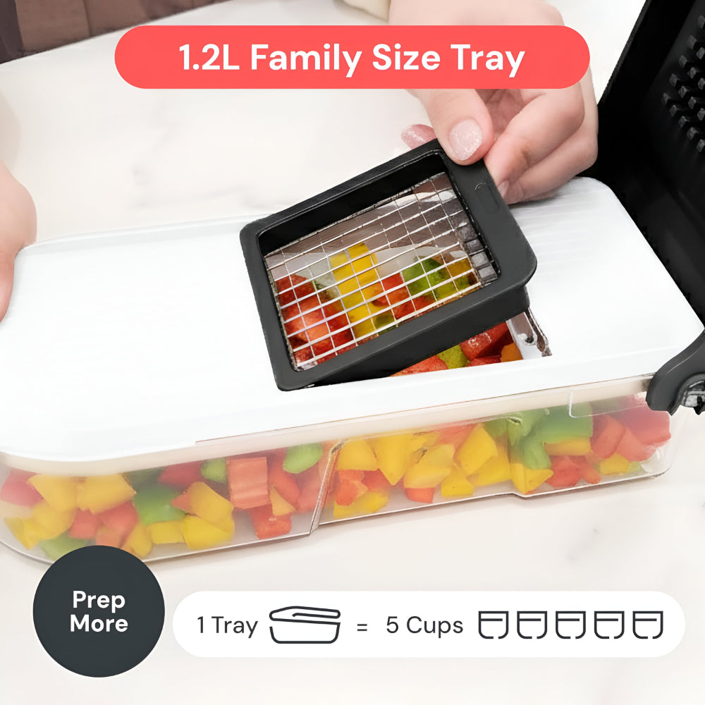 7-in-1 Manual Vegetable Chopper with Interchangeable Blades and 1.2L Container