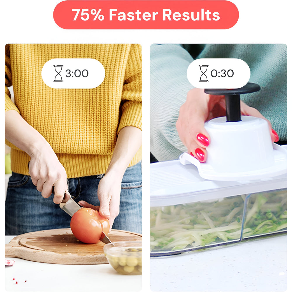 7-in-1 Manual Vegetable Chopper with Interchangeable Blades and 1.2L Container