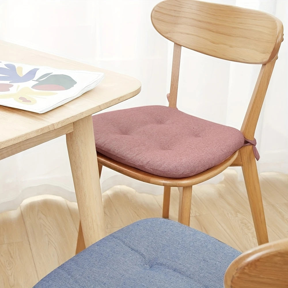 Tufted Microfiber Chair Cushion with Tie Straps