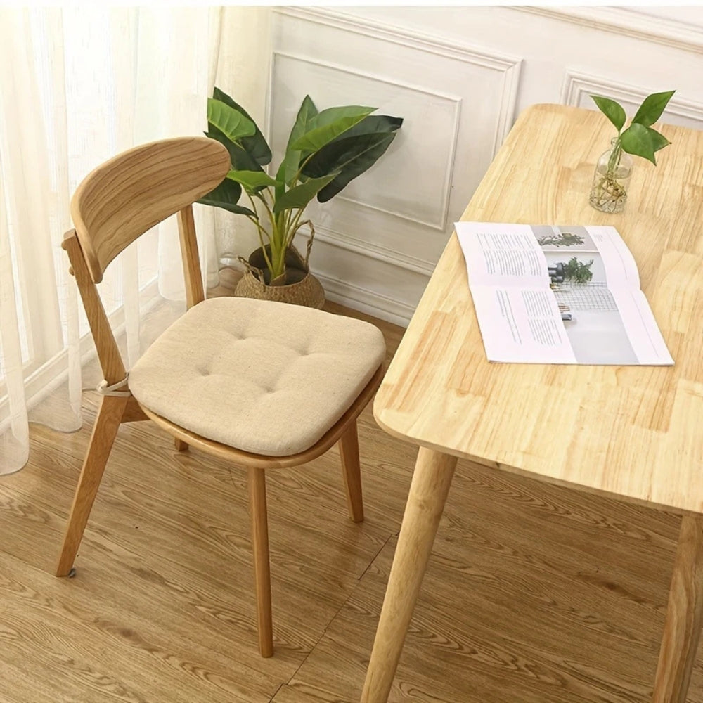 Tufted Microfiber Chair Cushion with Tie Straps